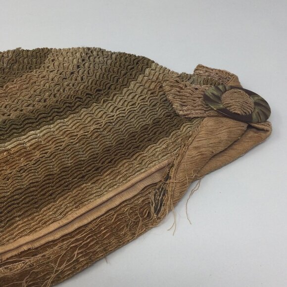 Antique Flapper Hat Woven Tan Cloche - Picture 4 of 9